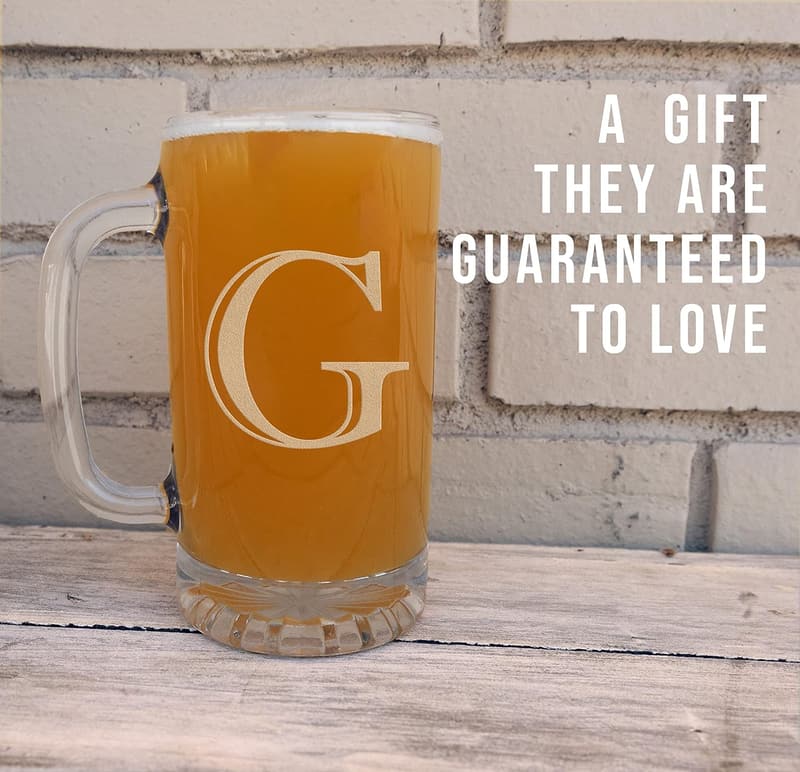 Personalized 16oz Monogrammed Beer Mug for Father's Day