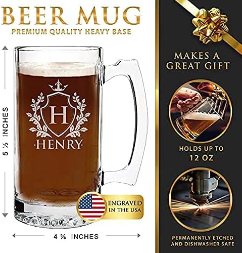 Personalized Engraved 12 oz Beer Mug for Unique Moments