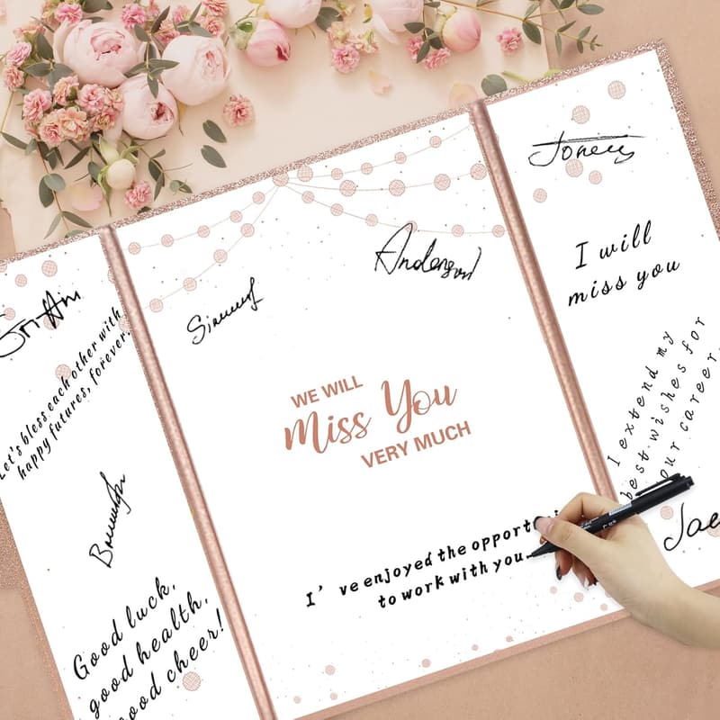 Farewell Guest Book Alternative - Rose Gold Signature Board