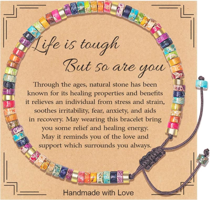 Graduation Gift: Inspirational Natural Stone Bracelet for Women