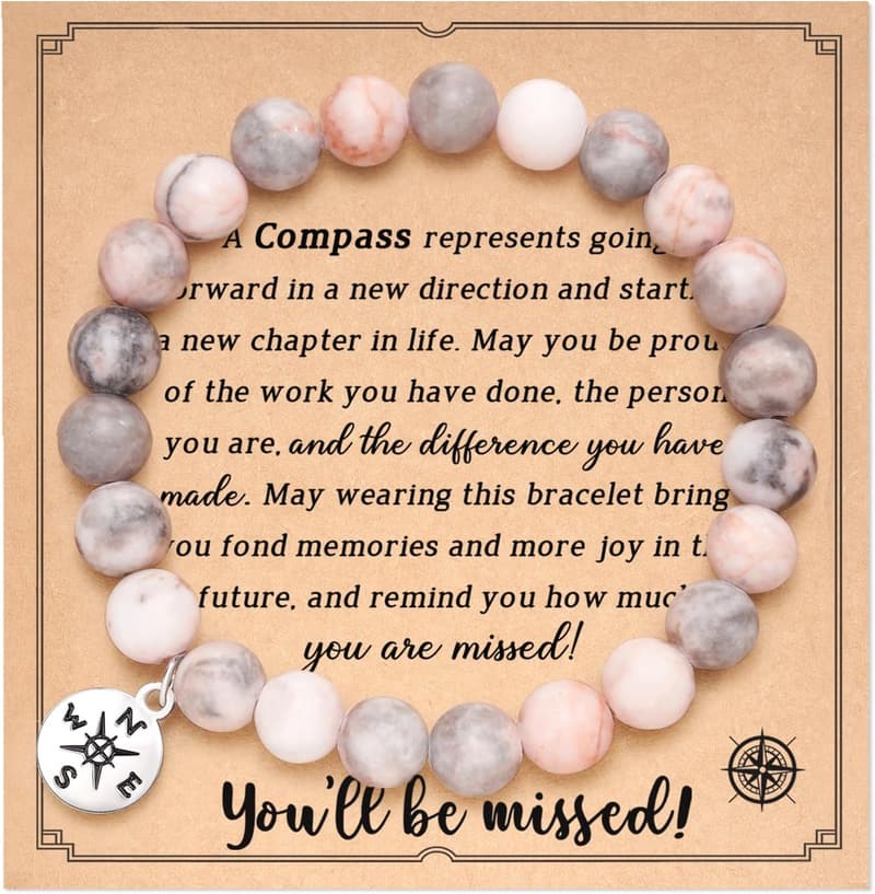 Retirement Bracelet for 2025 - Natural Stone Gift for Coworkers