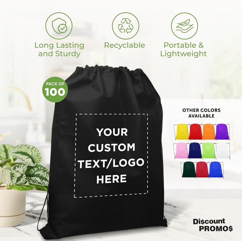 Custom Non-Woven Drawstring Backpacks - Bulk Set of 100