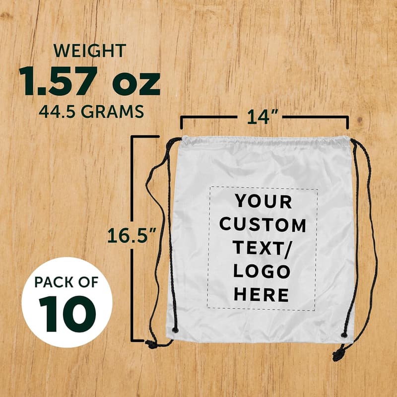 Personalized Set of 10 Classic Drawstring Bags for Travel & Gym