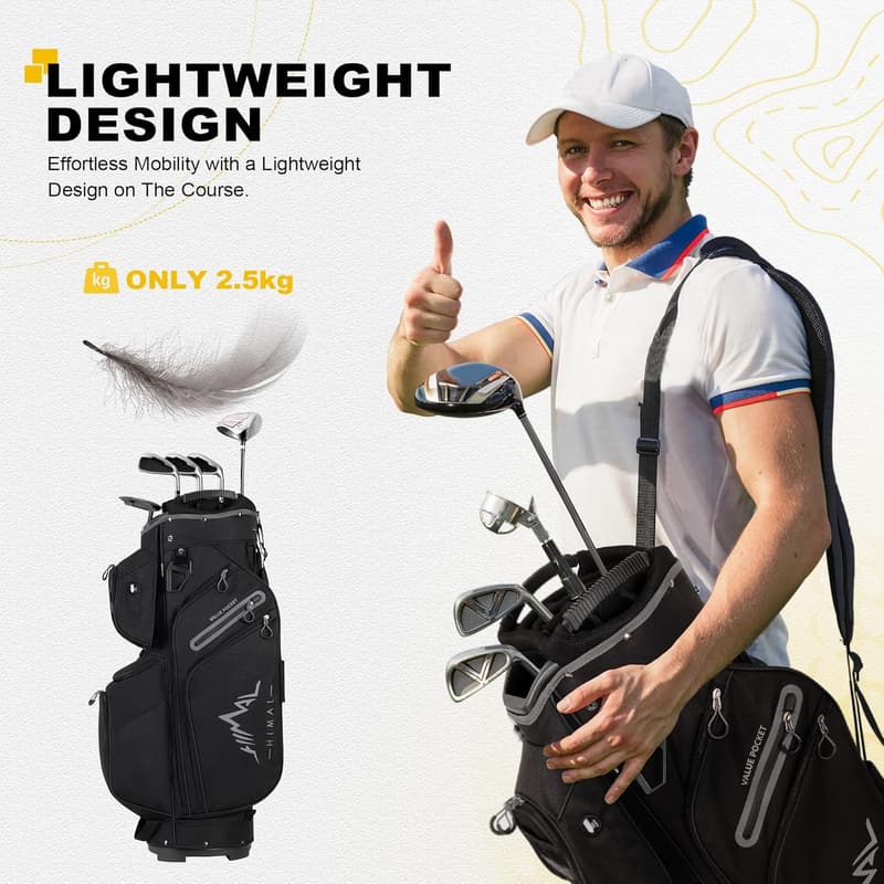 15-Way Organizer Golf Cart Bag with Rain Cover and Handles