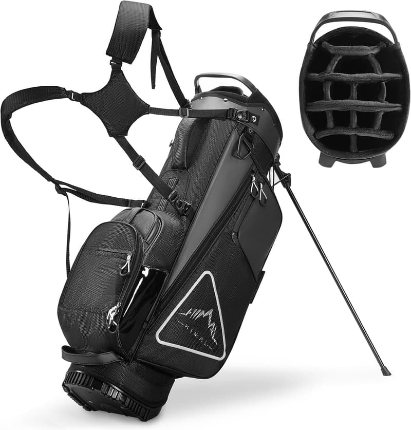 Premium PU Leather Golf Stand Bag with Plush Top & Magnetic Pocket