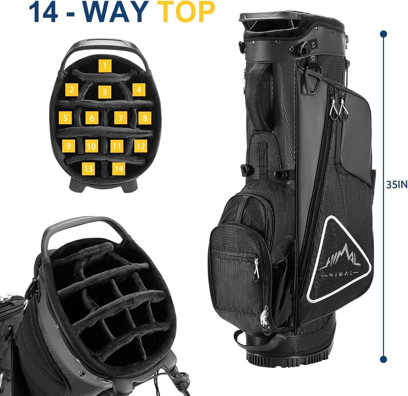 Premium PU Leather Golf Stand Bag with Plush Top & Magnetic Pocket