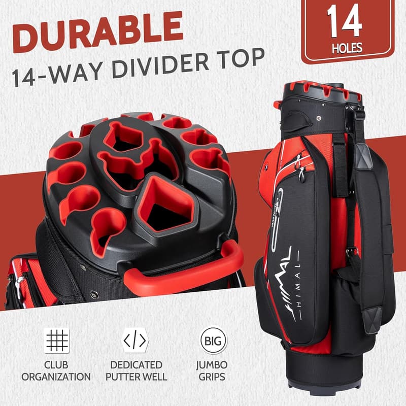 Golf Bag for Men - 14-Way Divider, Rain Cover & Handles