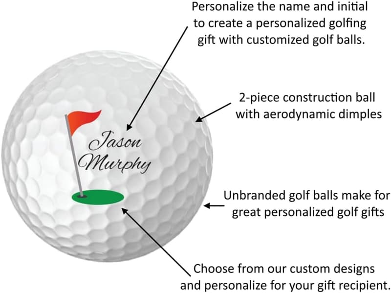 Personalized Golf Balls - Custom Name & Initial (Set of 6)