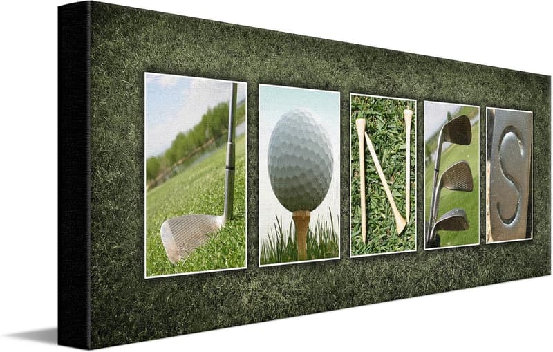 Personalized Golf Name Art Block Mount - Unique Gift for Golfers