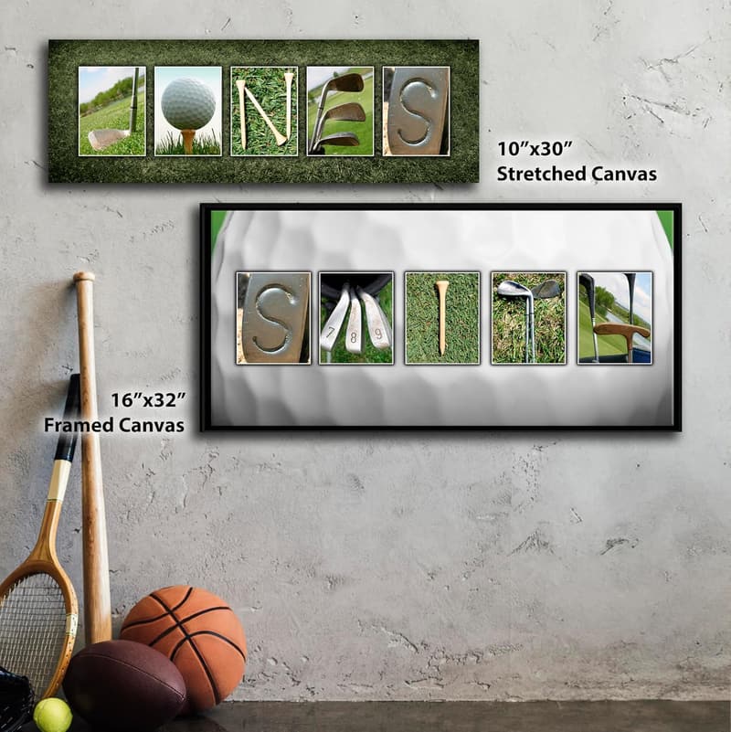 Personalized Golf Name Art Block Mount - Unique Gift for Golfers