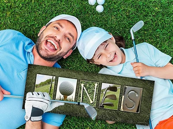 Personalized Golf Name Art Block Mount - Unique Gift for Golfers