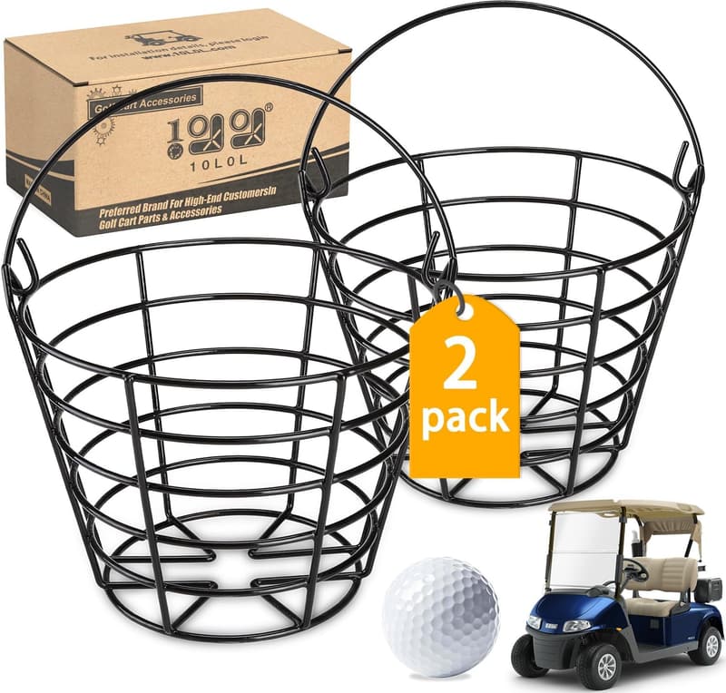 Golf Ball Storage Baskets – 2 Pack Metal Buckets with Handle