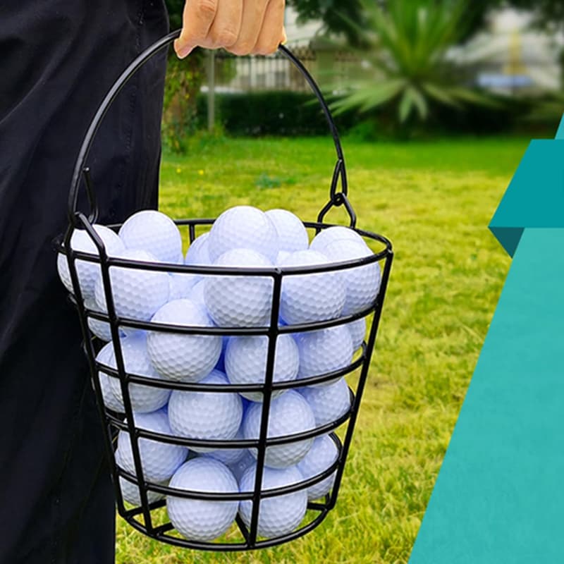 Golf Ball Storage Baskets – 2 Pack Metal Buckets with Handle