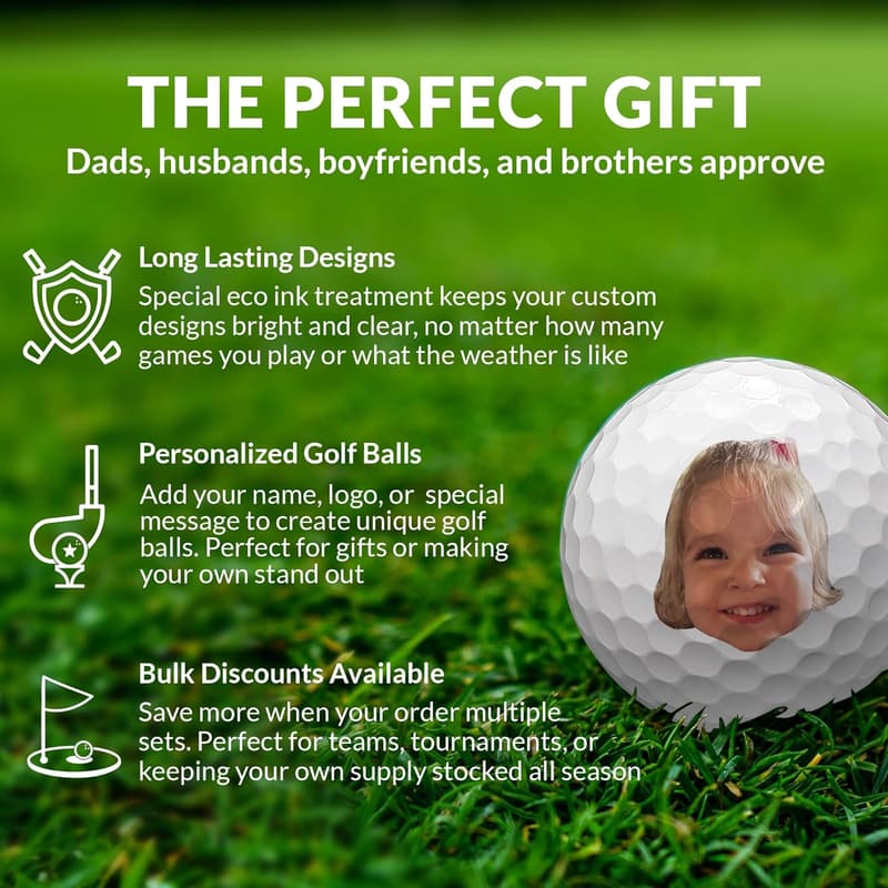 Personalized Golf Balls with Custom Photo & Text for Men
