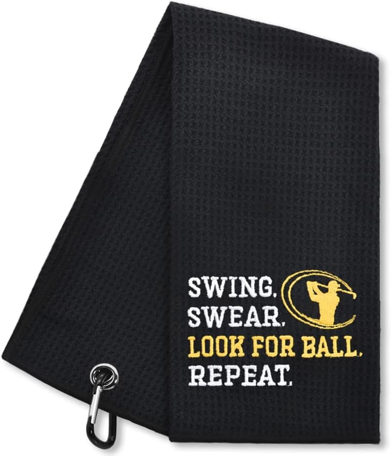 Golf Towel for Dad or Grandpa - Embroidered Gift with Clip