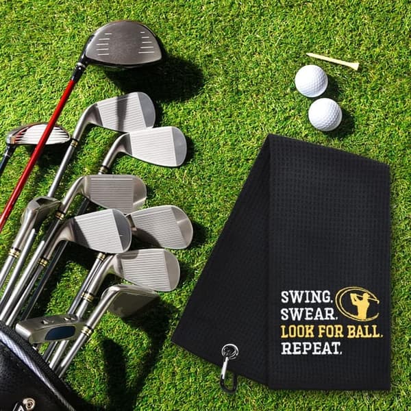 Golf Towel for Dad or Grandpa - Embroidered Gift with Clip