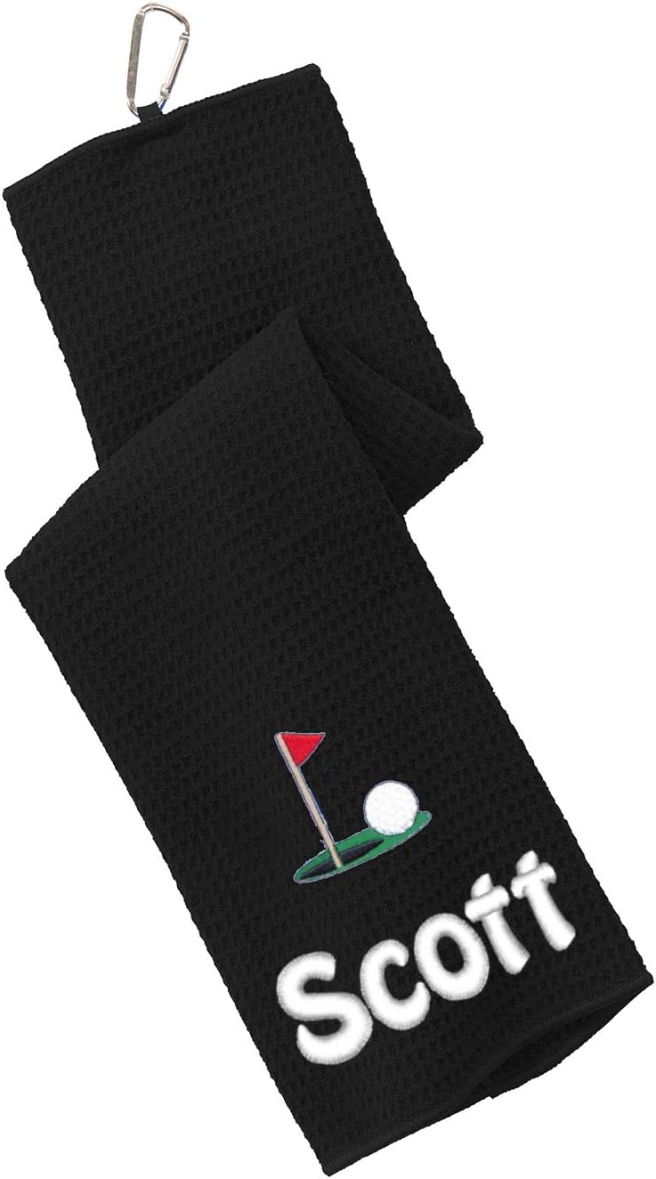 Personalized Green Golf Towel, Waffle Microfiber, Monogrammed