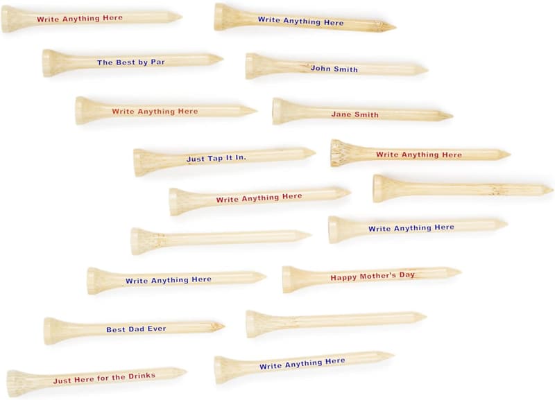 Custom Personalized Golf Tees - 18 Bamboo Tees with Name