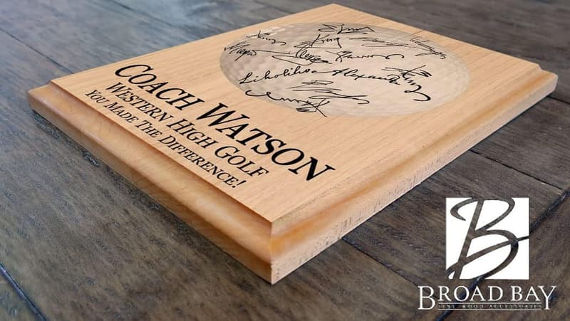 Team Signable Golf Coach Plaque - Solid Wood Gift