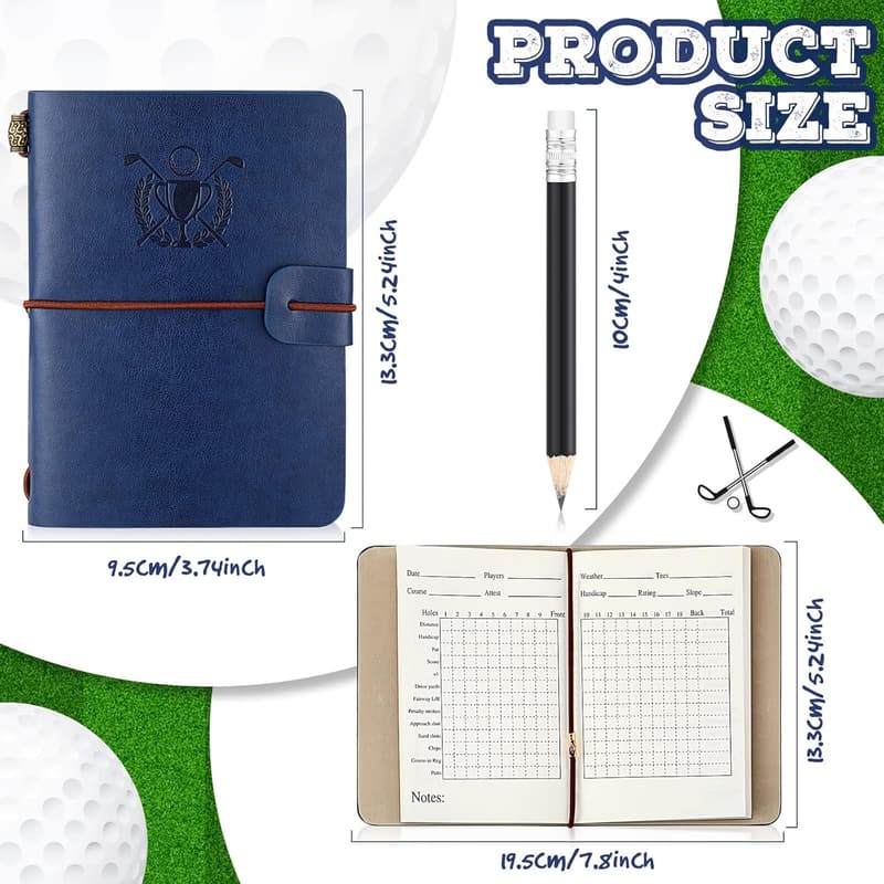 Golf Scorecard Book with Pencil - Leather Notebook for Men