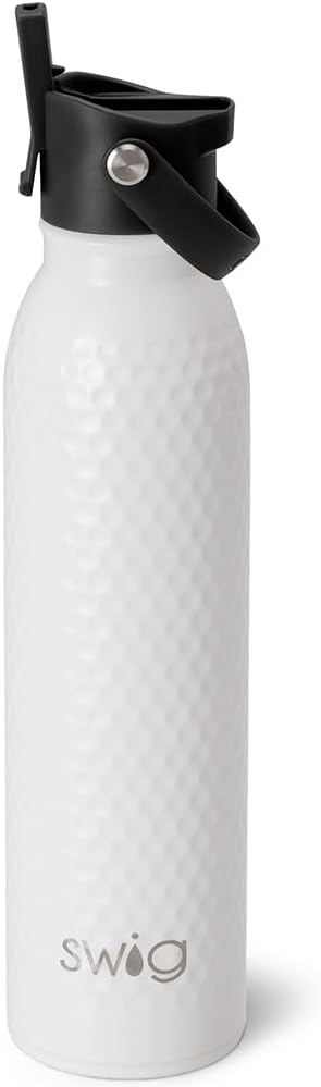 Golf Ball Insulated Water Bottle - 20oz Stainless Steel with Straw