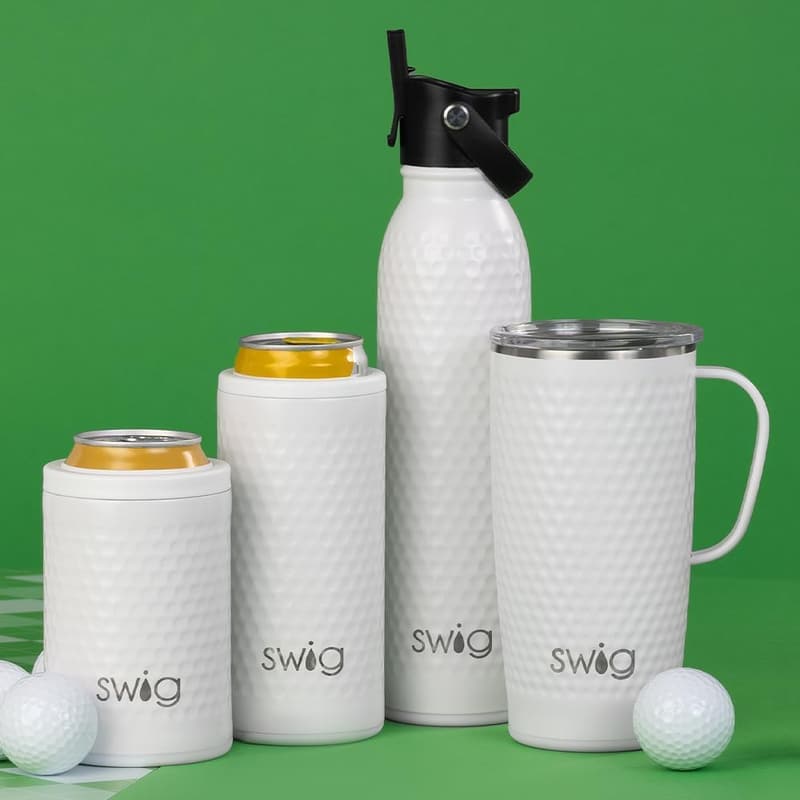 Golf Ball Insulated Water Bottle - 20oz Stainless Steel with Straw