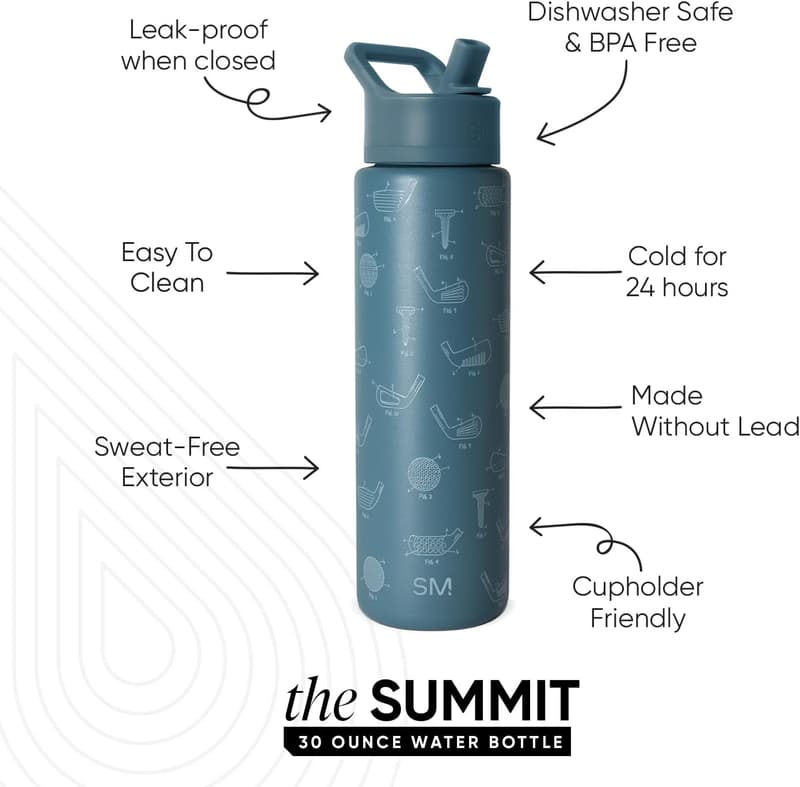 Father's Day 30oz Stainless Steel Water Bottle with Straw Lid