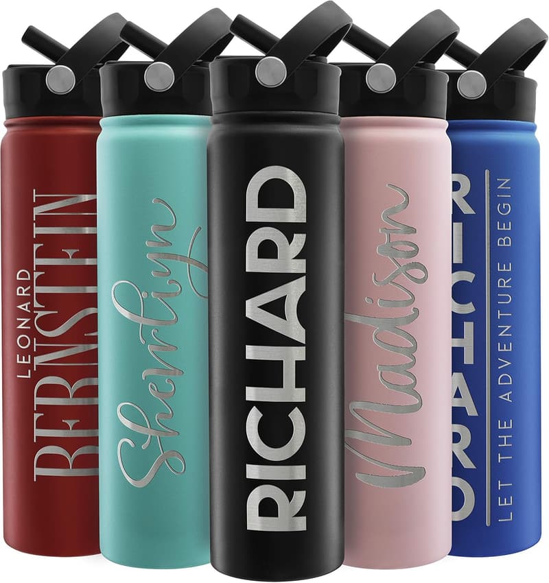 Personalized 24 oz Black Stainless Steel Water Bottle