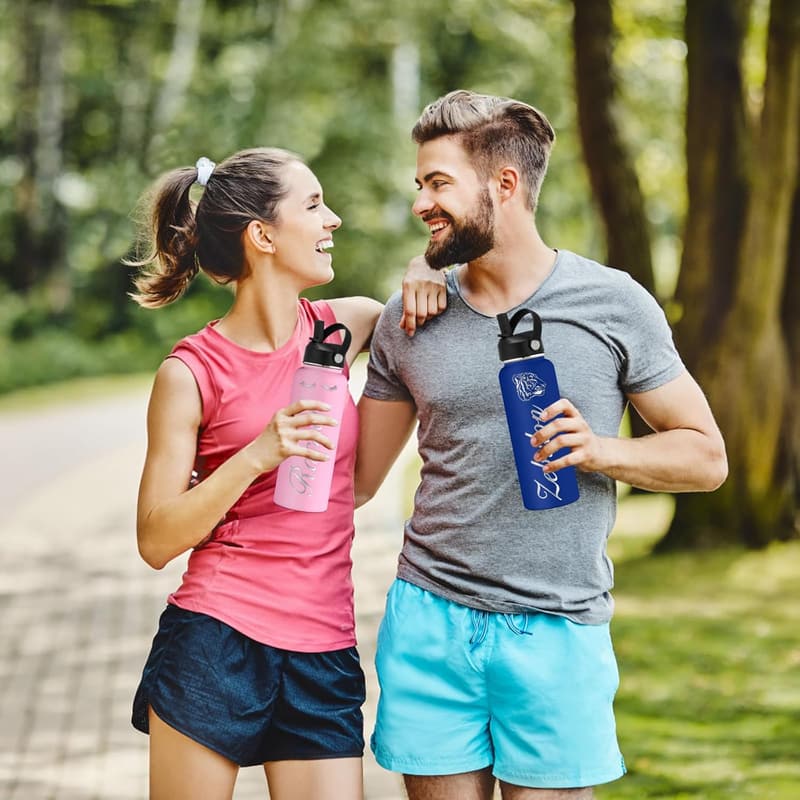 Personalized Stainless Steel Water Bottle with Straw Lid