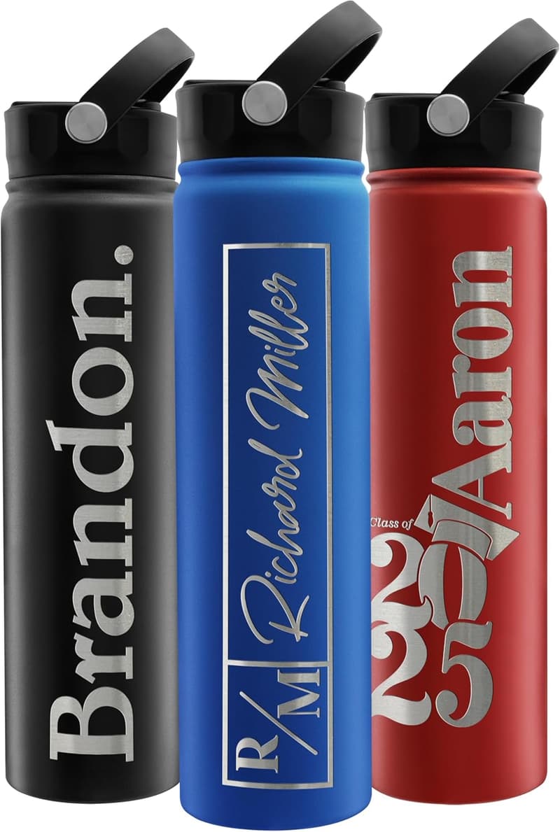 Customizable Insulated 24 oz Water Bottle with Straw Lid - Royal Blue