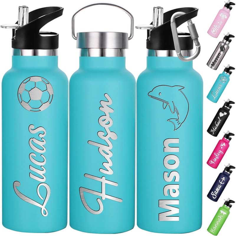 Customized 12/26oz Insulated Water Bottle with Engraved Name