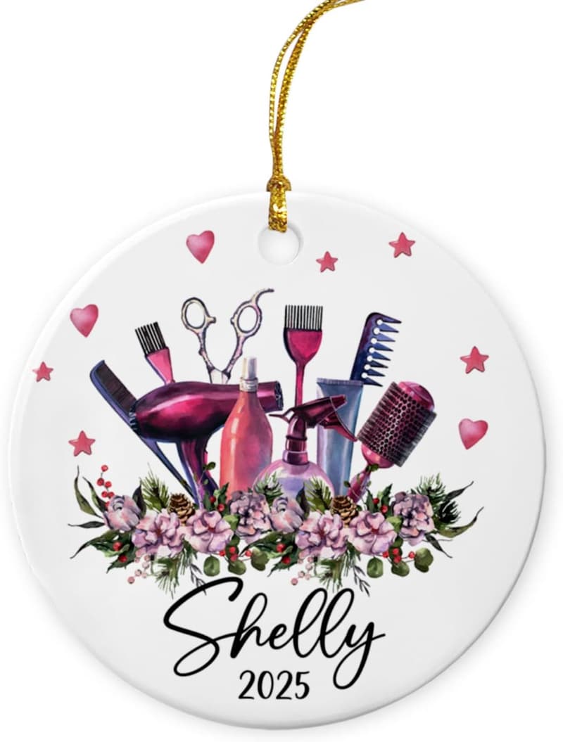 Hairstylist Christmas Ornament - Customized Ceramic Gift