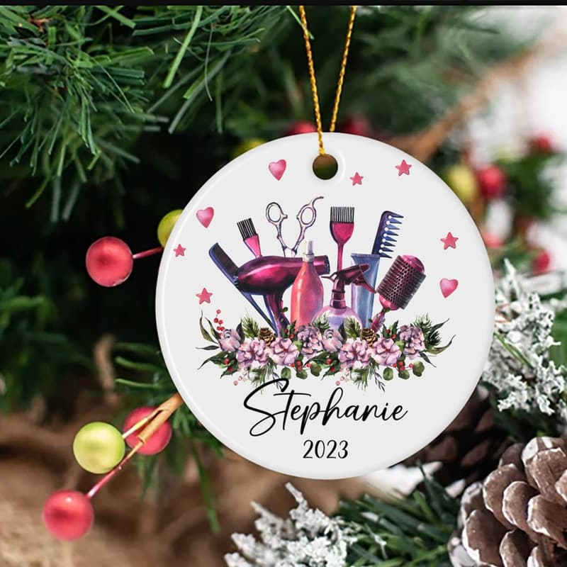 Hairstylist Christmas Ornament - Customized Ceramic Gift