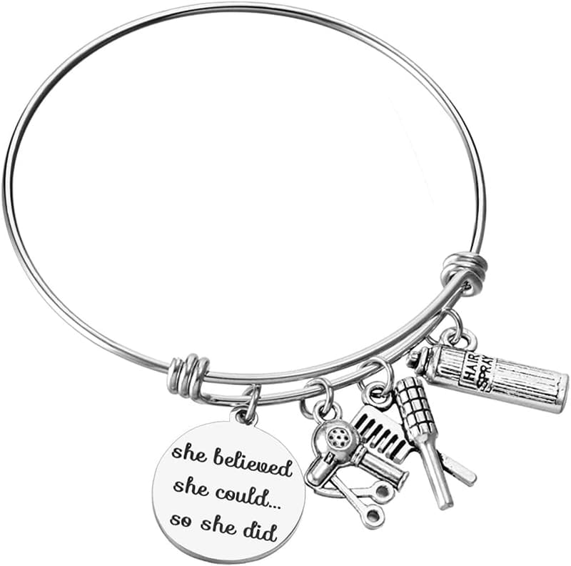 Hair Stylist Graduation Gift: Expandable Hairdresser Charm Bracelet