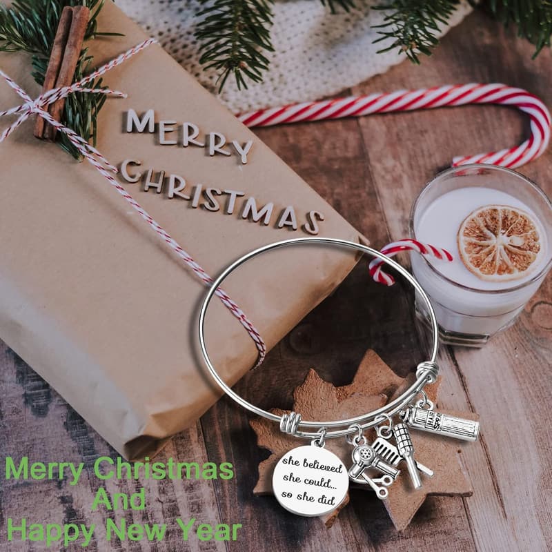 Hair Stylist Graduation Gift: Expandable Hairdresser Charm Bracelet