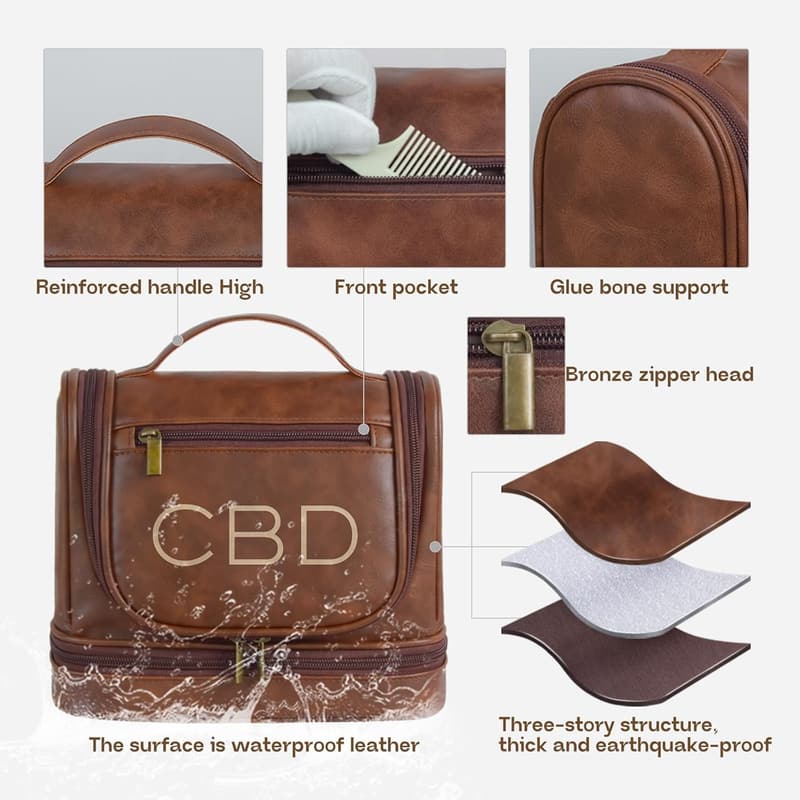 Personalized PU Leather Toiletry Bag for Men - Travel Kit