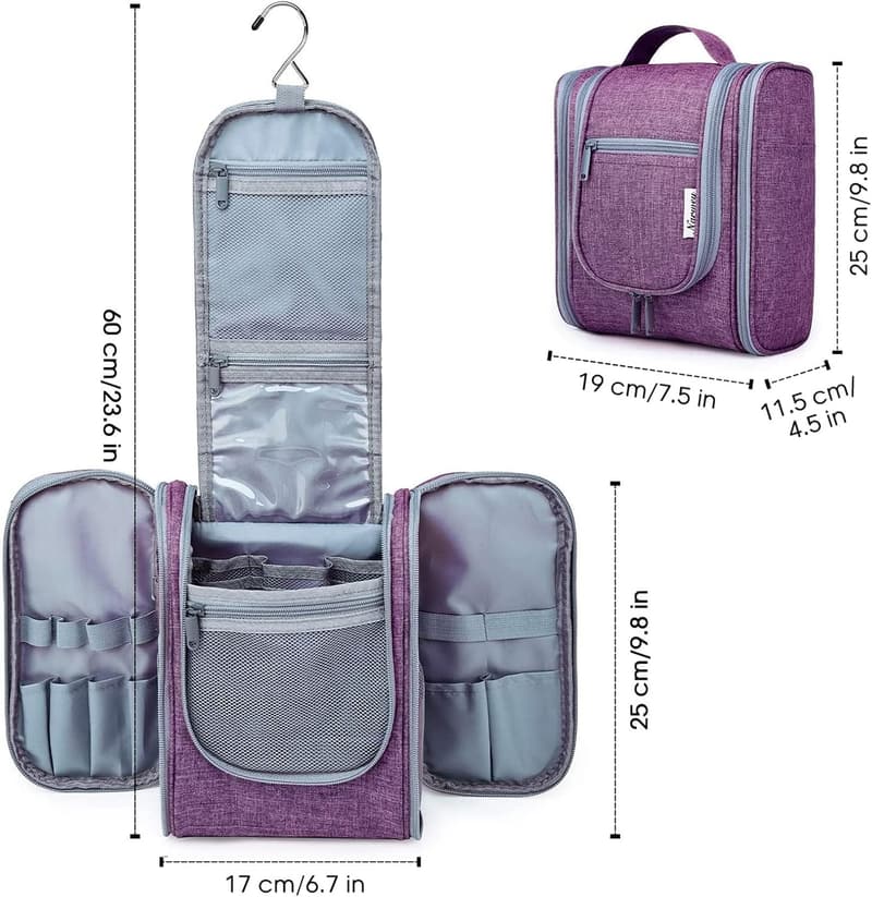 Travel Makeup Organizer Bag for Women - Dark Purple