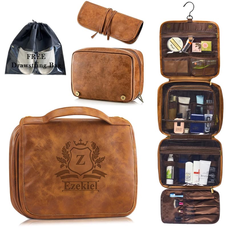 Personalized Leather Toiletry Bag for Men – Custom Groomsmen Gift