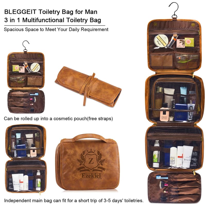Personalized Leather Toiletry Bag for Men – Custom Groomsmen Gift