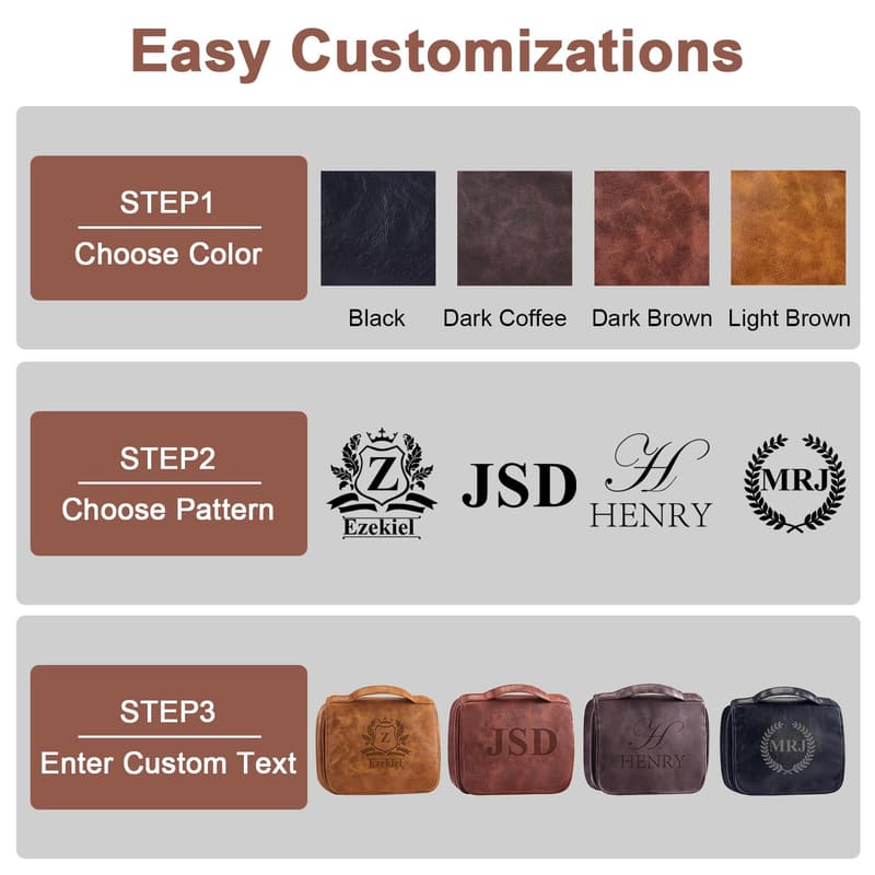 Personalized Leather Toiletry Bag for Men – Custom Groomsmen Gift