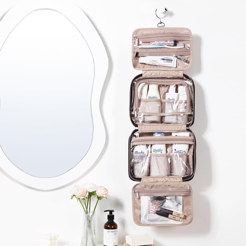 Portable Hanging Toiletry Bag for Women - Travel Organizer, Black