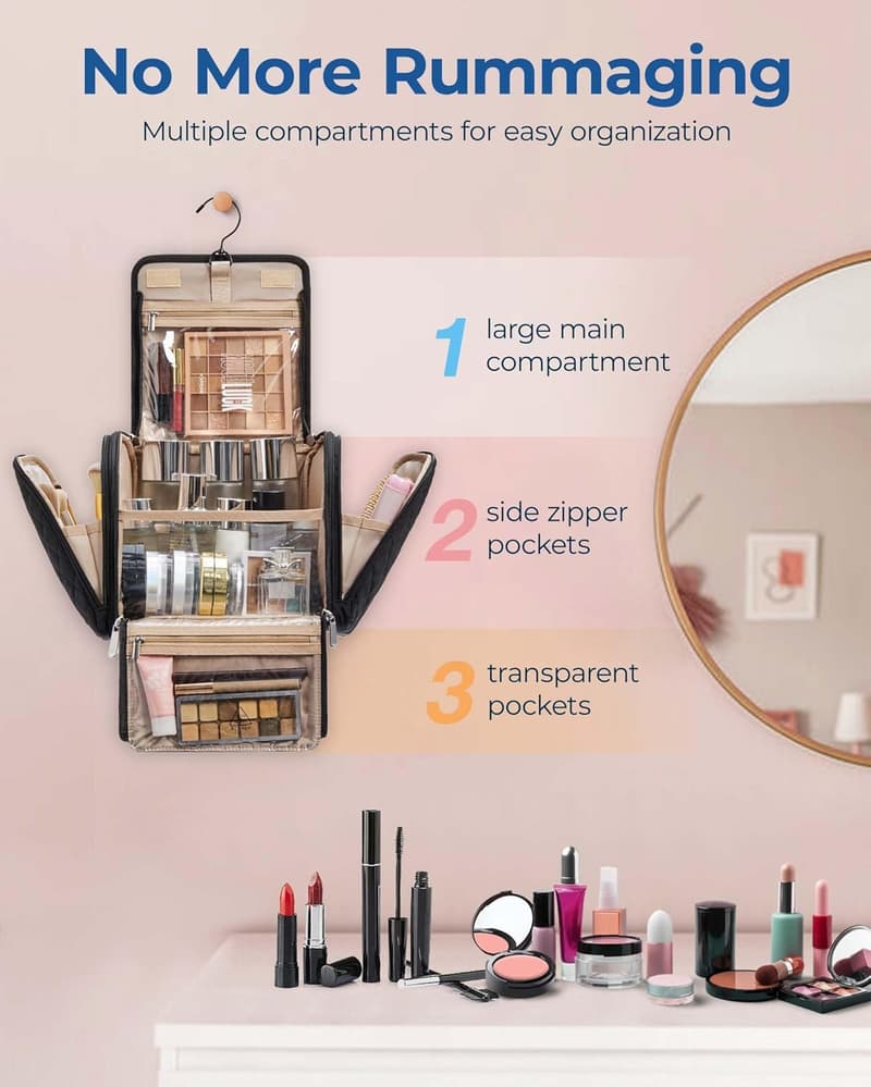 Portable Makeup Bag for Women - Large Capacity Travel Organizer