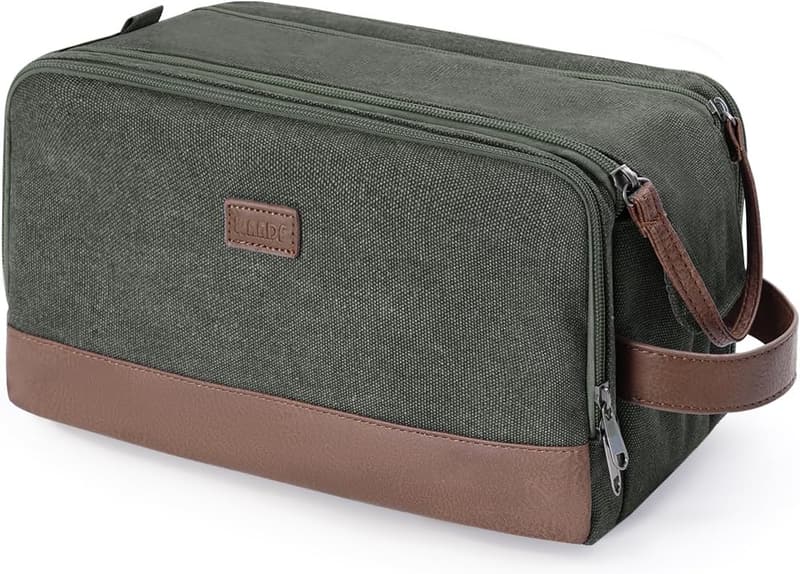 Men's Travel Toiletry Organizer - Water-Resistant Canvas Dopp Kit
