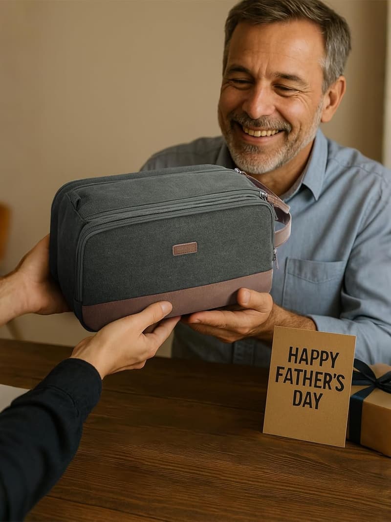Men's Travel Toiletry Organizer - Water-Resistant Canvas Dopp Kit