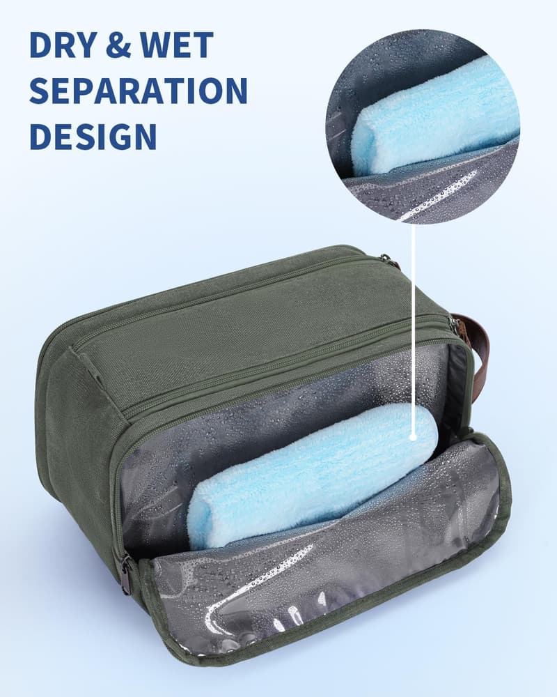 Men's Travel Toiletry Organizer - Water-Resistant Canvas Dopp Kit