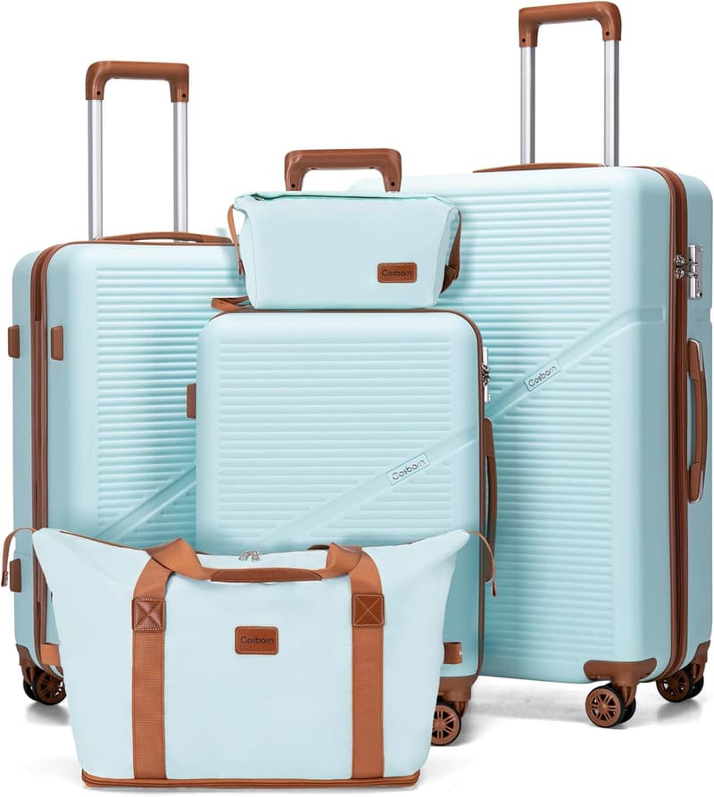Lightweight Mint Green Hardshell Luggage Set with Spinner Wheels