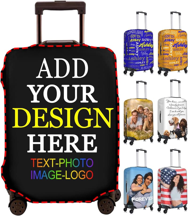 Personalized Travel Luggage Cover - Customizable Design & Washable