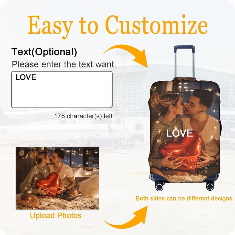 Personalized Travel Luggage Cover - Customizable Design & Washable