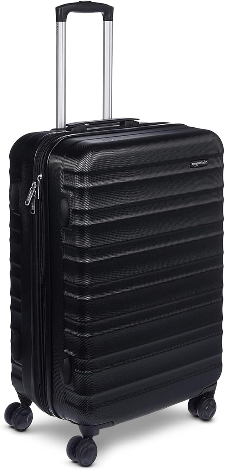 Expandable Black Hardside Checked Luggage with Wheels