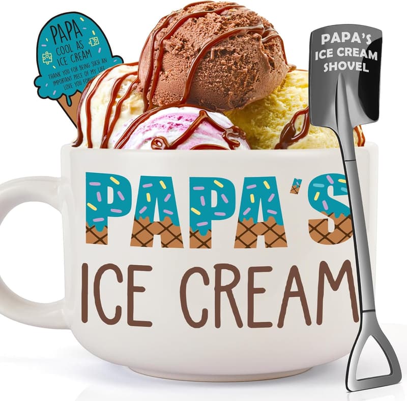 Father's Day Papa's Ice Cream Bowl Shovel Set Gift